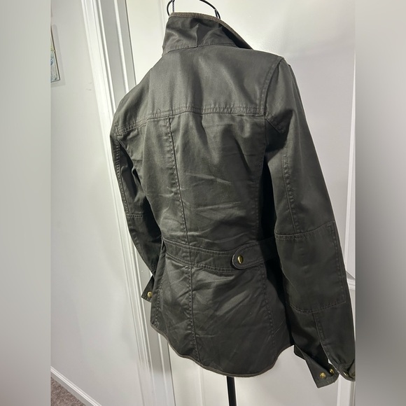 J. Crew Women's Resin Coated Dark Olive Twill Jacket - Picture 4 of 5